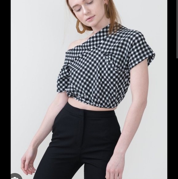 Rachel Comey Pout Gingham Asymmetrical Top - Picture 1 of 6